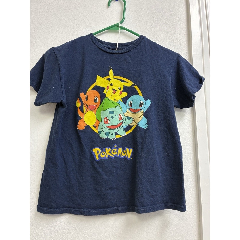 Pokemon Kids T Shirt Pikachu Charmander Squirtle Bulbasaur Graphic T Blue Size M